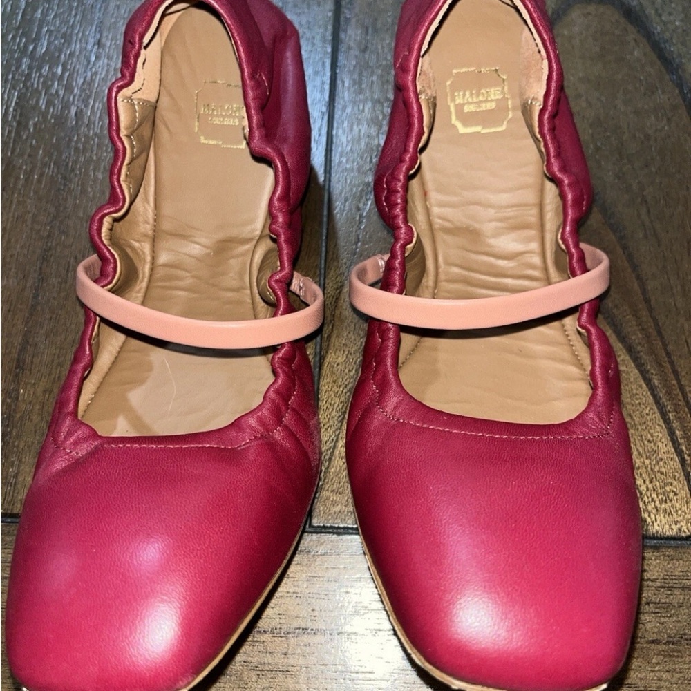 Malone Souliers Women's Burgundy Leather Flats